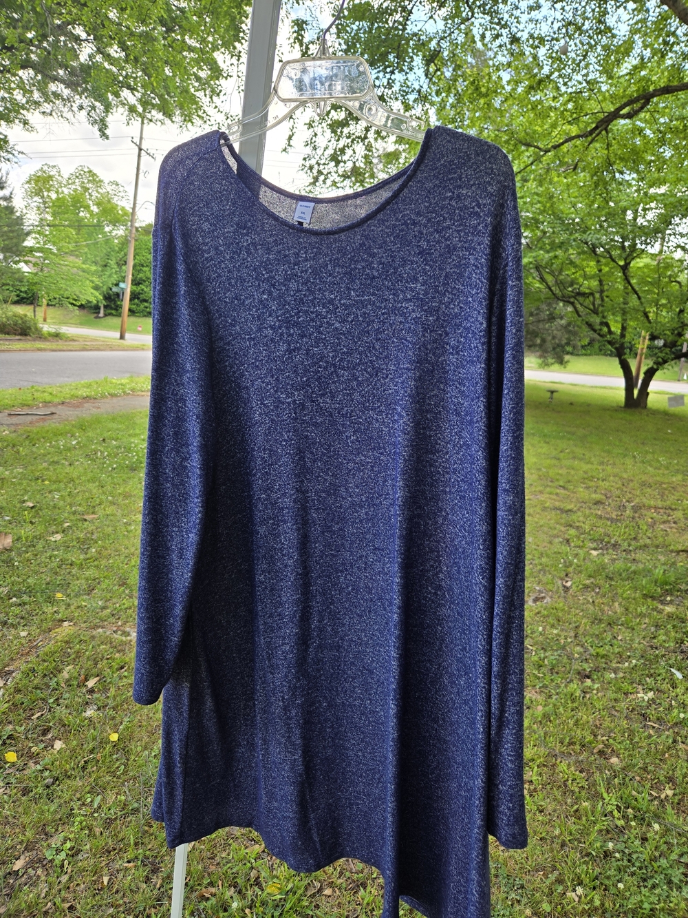 Old Navy Heathered Navy Blue Long Sleeve Tunic